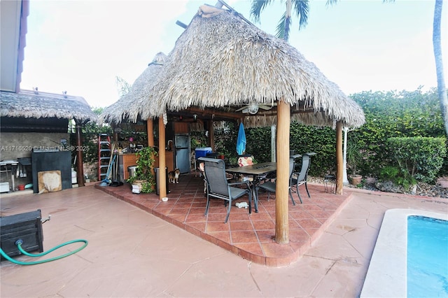 view of patio / terrace with a gazebo