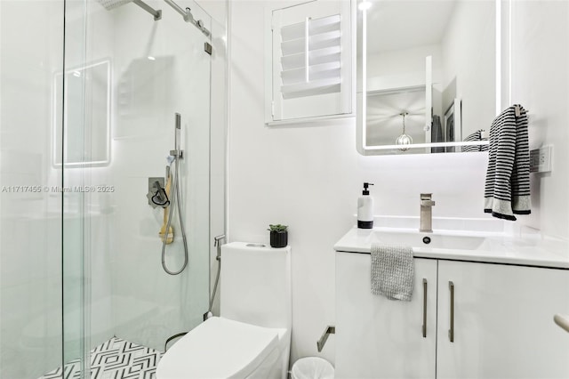 2550 SW 68th Ave, Miami, FL 33155 - bathroom featuring vanity, a shower with door, and toilet