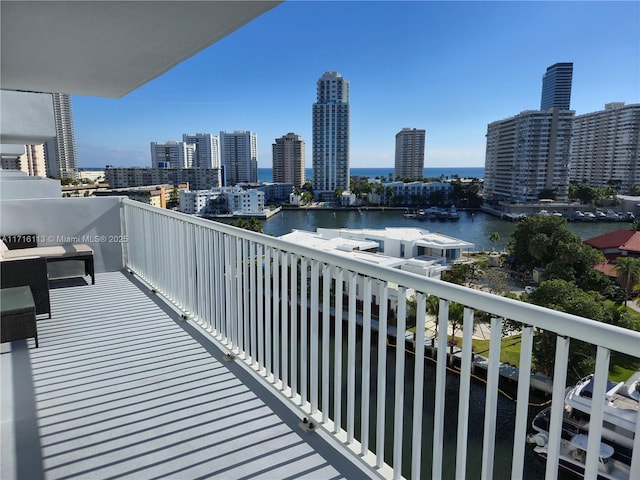 balcony with a water view