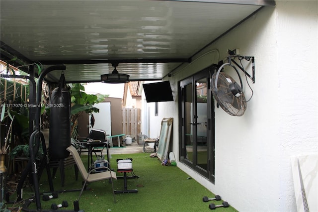 view of patio / terrace featuring french doors