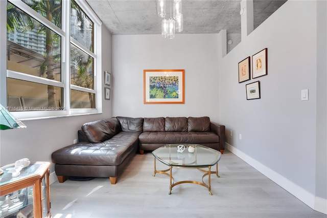 living room featuring light hardwood / wood-style floors