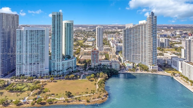 view of city with a water view