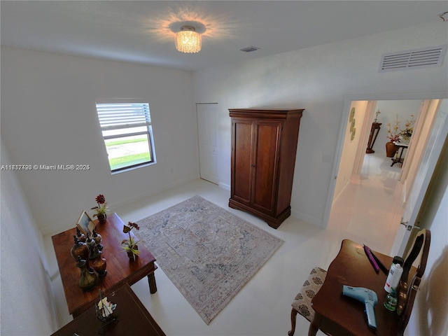 interior space featuring an inviting chandelier