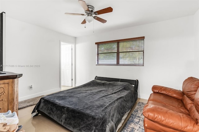 bedroom featuring ceiling fan