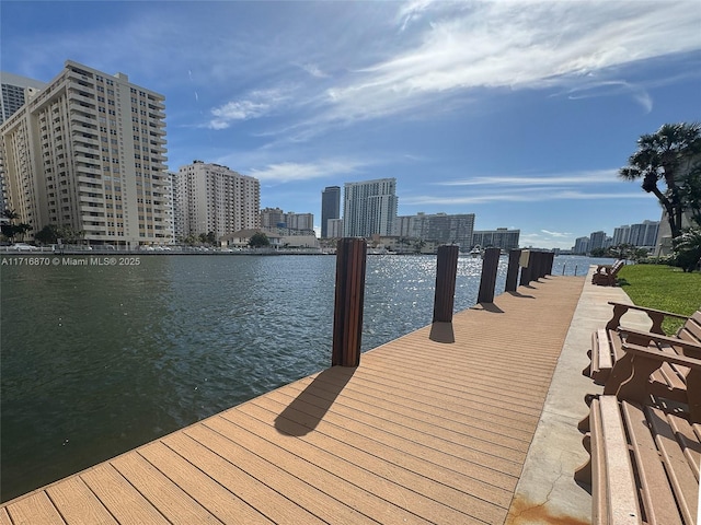 view of dock featuring a water view