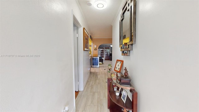 corridor featuring light wood-type flooring