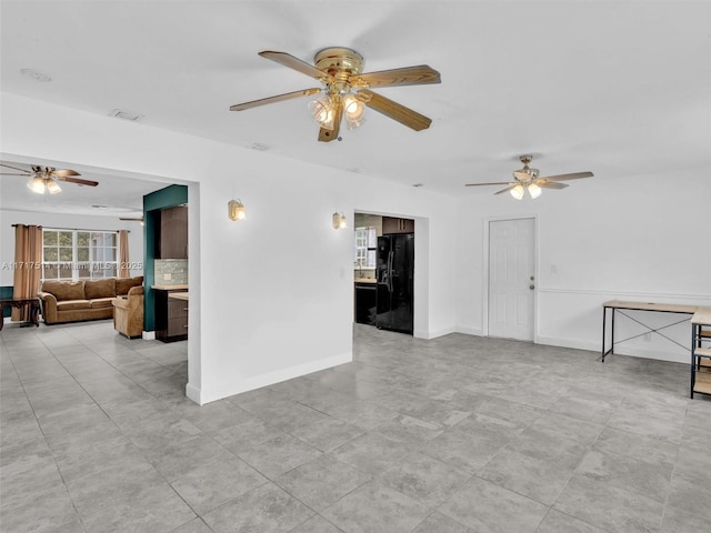 living room with ceiling fan