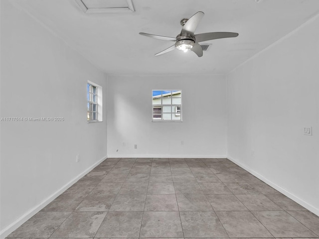 521 SW 68th Ter, Pembroke Pines, FL 33023 - spare room with healthy amount of natural light, a ceiling fan, tile patterned flooring, and baseboards