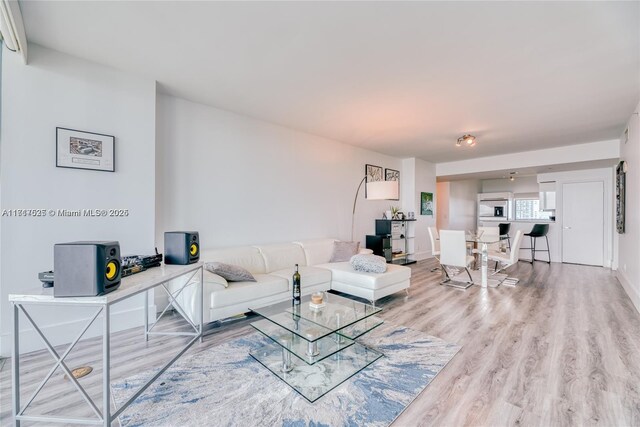 living room featuring light hardwood / wood-style floors