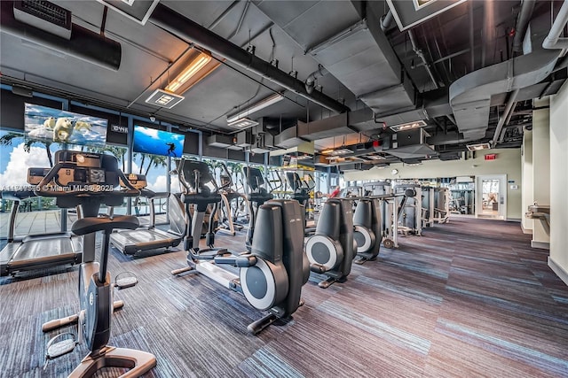 workout area with carpet