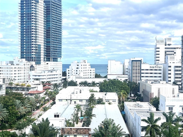 view of city with a water view