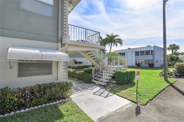 exterior space with a lawn