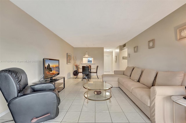 living room with light tile patterned floors