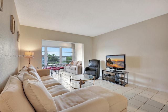 view of tiled living room