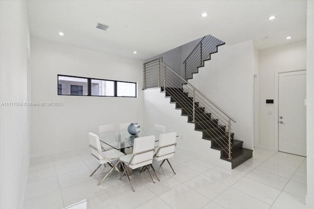 dining room with light tile patterned floors