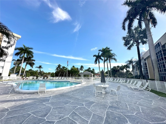 view of pool with a gazebo