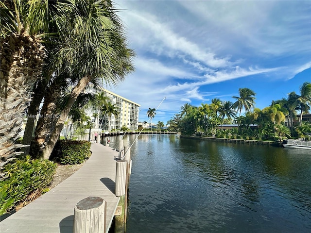 view of dock featuring a water view