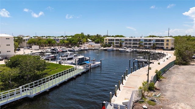 dock area with a water view