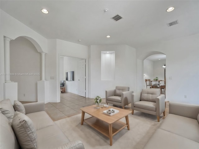 view of tiled living room