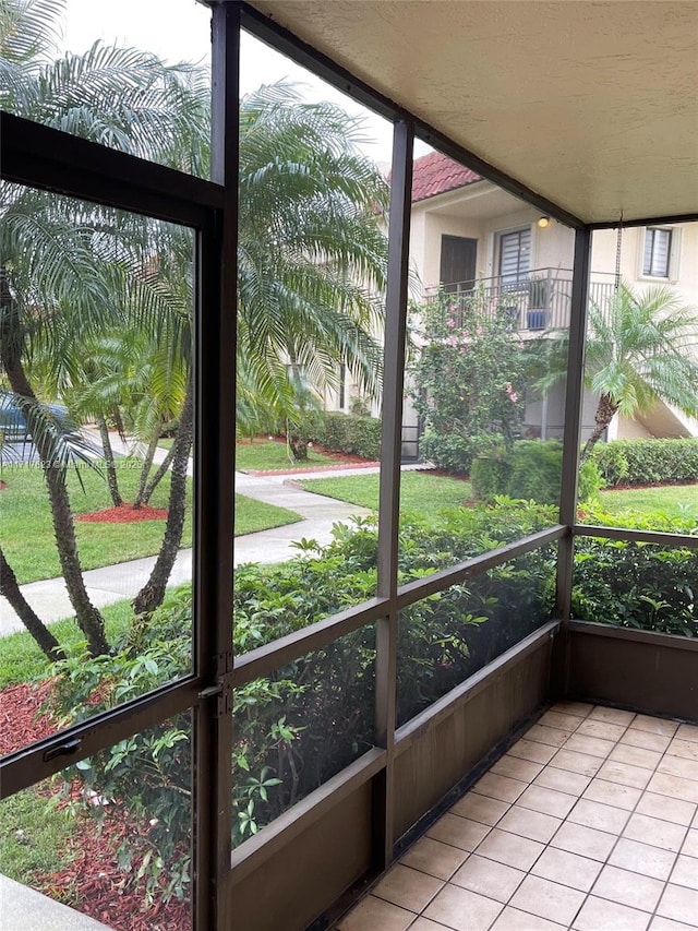 view of unfurnished sunroom