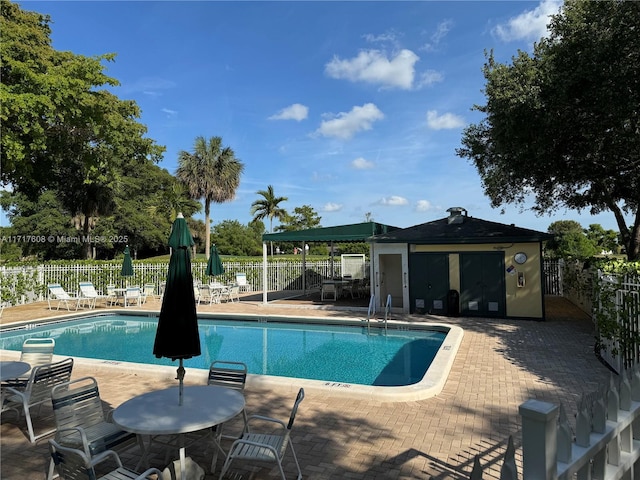 view of pool featuring a patio