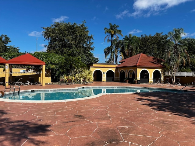 view of pool featuring a gazebo