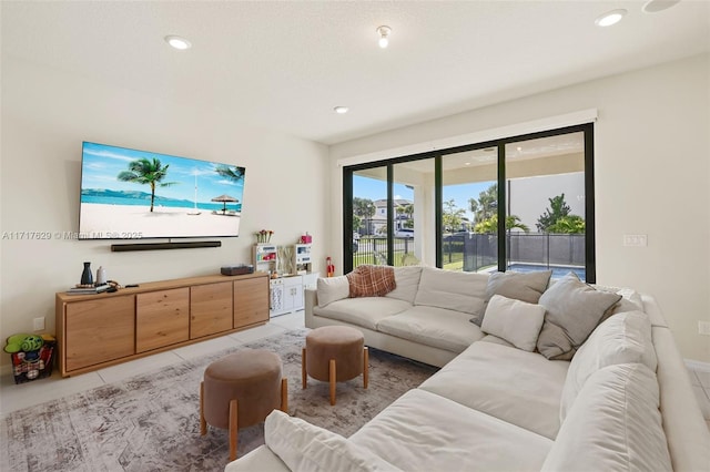 view of tiled living room