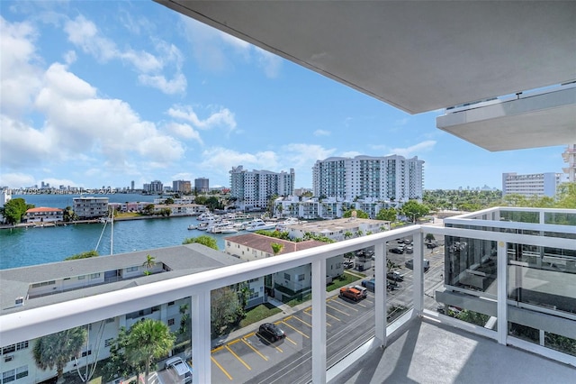 balcony with a water view