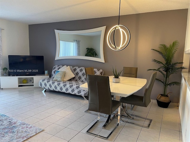 dining area with light tile patterned flooring