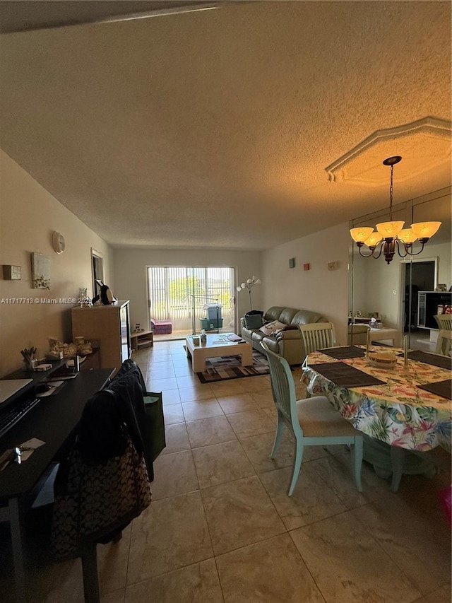 8345 Sunrise Lakes Blvd Unit 309, Sunrise, FL 33322 - dining space with a textured ceiling, tile patterned flooring, and a notable chandelier