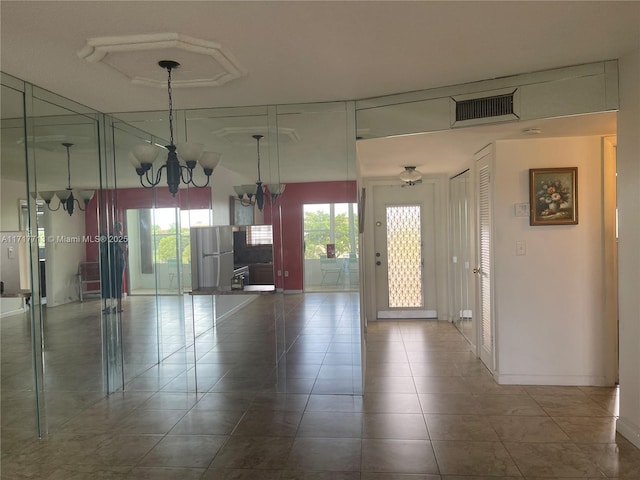 8345 Sunrise Lakes Blvd Unit 309, Sunrise, FL 33322 - interior space with tile patterned floors, visible vents, baseboards, and a chandelier