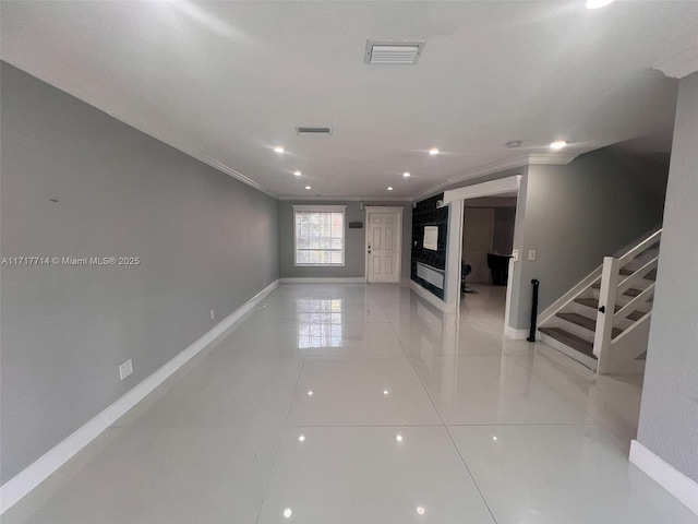 interior space with ornamental molding