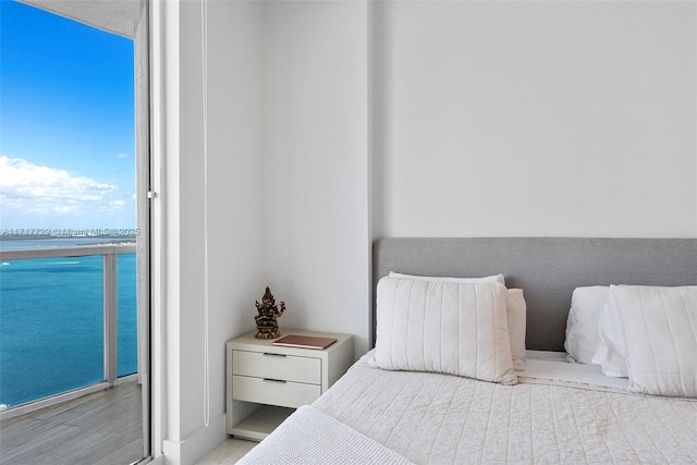 bedroom with a water view