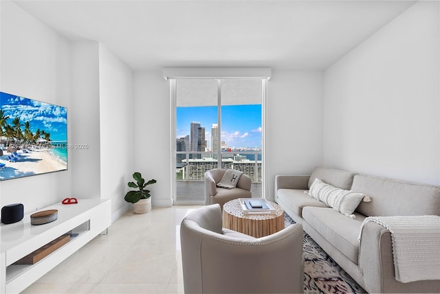 view of tiled living room