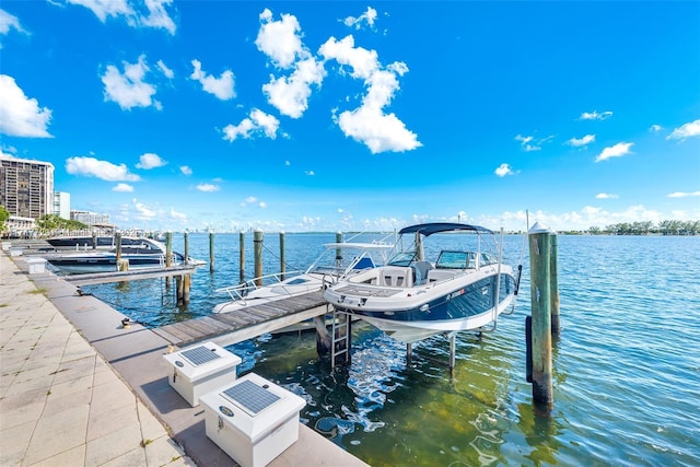 dock area featuring a water view