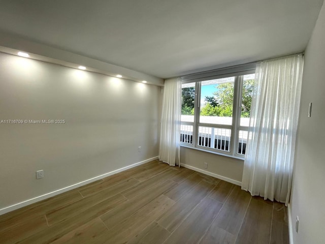 spare room featuring wood-type flooring