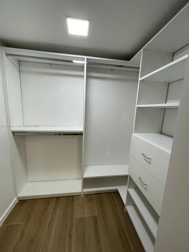 walk in closet featuring dark hardwood / wood-style floors