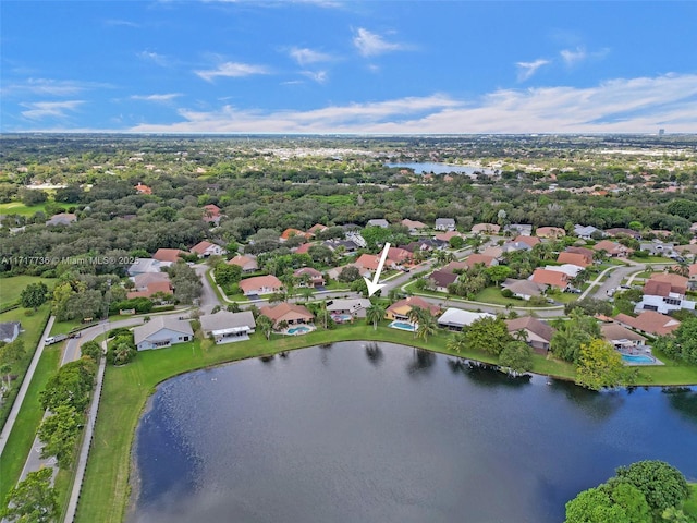 bird's eye view featuring a water view