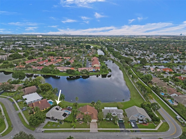 bird's eye view featuring a water view