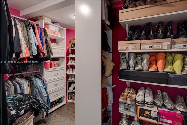 spacious closet with carpet floors