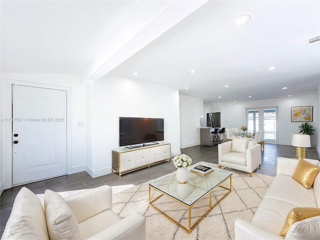 living room with vaulted ceiling