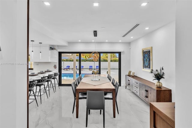 dining space featuring french doors