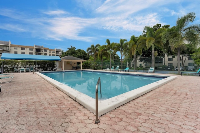 view of pool featuring a patio