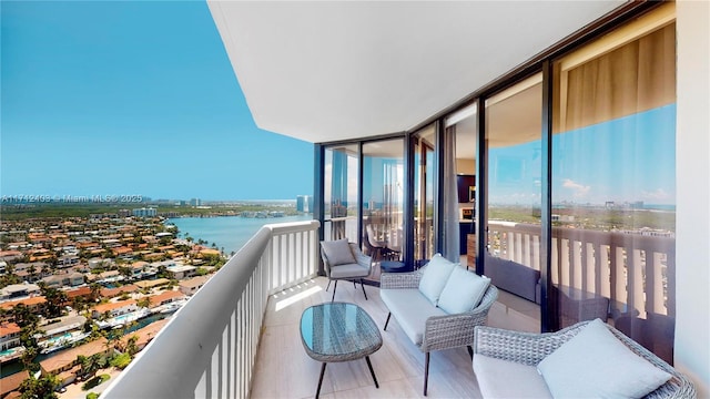 balcony with a water view