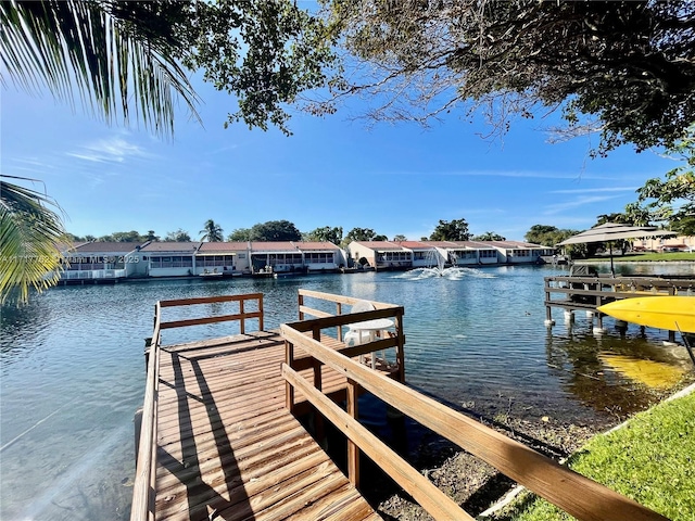 view of dock featuring a water view