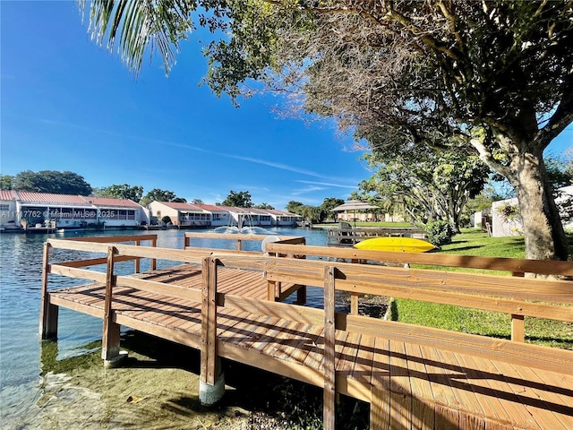 view of dock featuring a water view