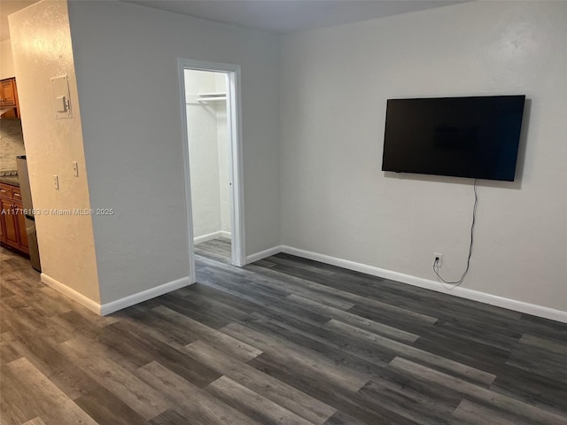 interior space with dark hardwood / wood-style floors