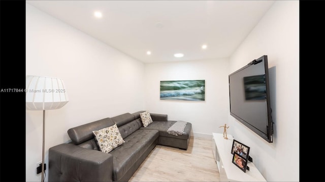 living room featuring light wood-type flooring