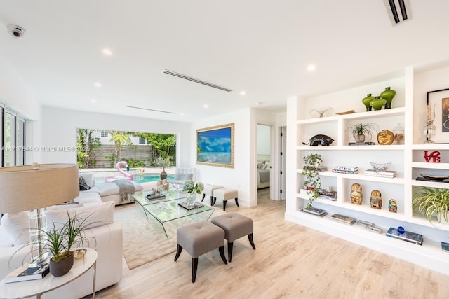 living room featuring light hardwood / wood-style flooring