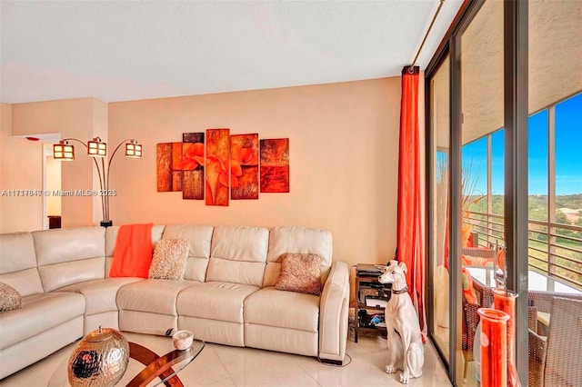 view of tiled living room